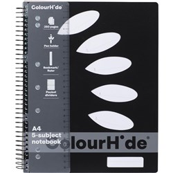 COLOURHIDE NOTEBOOK BLACK A4 5 Subject 250 Page