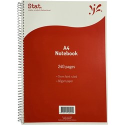 STAT NOTEBOOK A4 7MM RULED 60Gsm Red 240 Pages