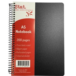 STAT NOTEBOOK A5 7MM RULED 60Gsm Black Pp Cover 200 Pages