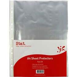 STAT SHEET PROTECTOR A4 35 Micron Clear Pack of 20
