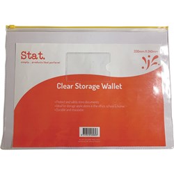 STAT STORAGE WALLET Resealable PVC 330x240mm Clear