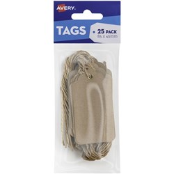 AVERY SCALLOP TAGS 85 x 45mm Kraft Brown Pack of 25