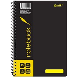 Quill Notebook 70GSM PP A5 Black 200 Pages