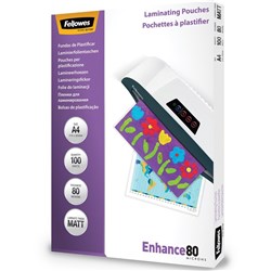 FELLOWES&REG; IMAGELAST Laminating Pouch A4 80 Micron Matte Pack of 100