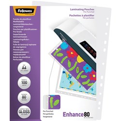 FELLOWES&REG; IMAGELAST Laminating Pouch A4 80 Micron Pre-Punched Pack of 100