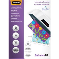 FELLOWES&REG; IMAGELAST Laminating Pouch A3 80 Micron Pack of 100