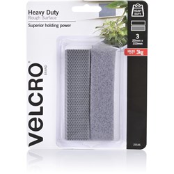 VELCRO® HEAVY DUTY HOOK & LOOP ROUGH SURFACE 25 x 100mm Pack of 3