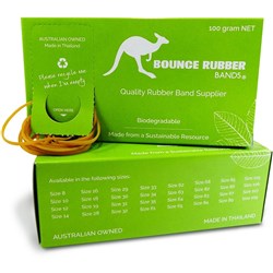 BOUNCE RUBBER BANDS® ASSORTED SIZES AND COLOURS 100GM BOX