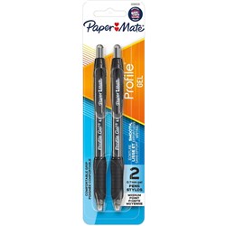 PAPERMATE GEL PEN PROFILE Retractable 0.7mm Black Pack of 2