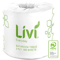 Livi Basics Toilet Paper Rolls 2 ply 400 Sheets Box of 48