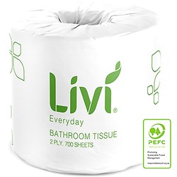 Livi Basics Toilet Paper Rolls 2 ply 700 Sheets Box of 48