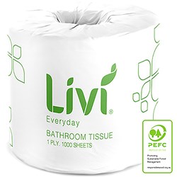 Livi Basics Toilet Paper Rolls 1 PLY 1000 Sheets XB48