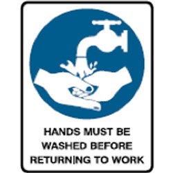 Brady Safety Sign HANDS MUST BE WASHED H600xW450mm Polypropolene