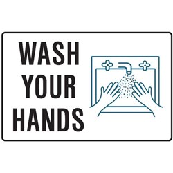 Brady Safety Sign Picto WASH YOUR HANDS H300xW450mm Metal