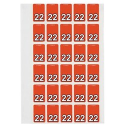 Avery Top Tab 22 Year Code Label 20x30mm Dark Orange Pack of 150