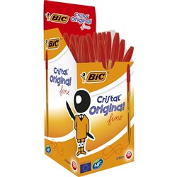 Bic Cristal Ballpoint Pen FINE RED BOX OF 50