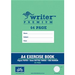 Writer Premium Exercise Book A4 9mm Dotted Thirds - BIKE 64 Pages