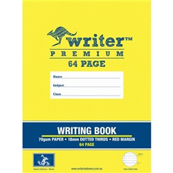 Writer Premium Exercise Book - 245x330mm 18mm Dotted Thirds 64 Pages - MONKEY