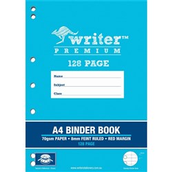 Writer Premium Binder Book 128 A4 8mm Ruled - DRUMS 128 Pages