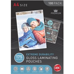 GBC Laminating Pouches A4 175 Micron Pack of 100
