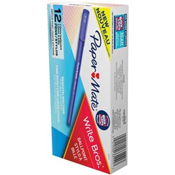 Paper Mate Write Bros Ballpoint Pen Medium 1mm Blue Pack of 12