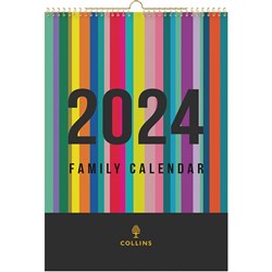 Collins Family Wall Calendar A3 Month To View Edge Rainbow