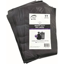 Clean Wiz Oxo-Biodegradable Heavy Duty Bin Liner 77L Black Star Seal Pack of 50