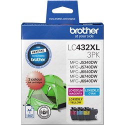 Brother LC432XL 3PKS High Yield Ink Cartridge 3 Colour Value Pack