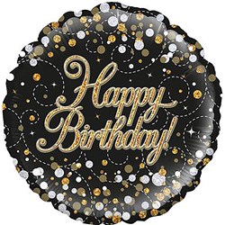 Alpen Balloons Happy Birthday Sparkling Fizz 18 '' Black And Gold