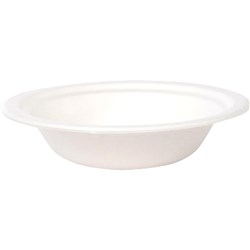 Earth Eco Sugarcane Round Bowls 180mm White Pack of 25