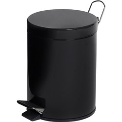 Compass Round Powder Coated Pedal Bin 5L Black