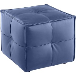 K2 Cube Square Ottoman Blue PU Leather