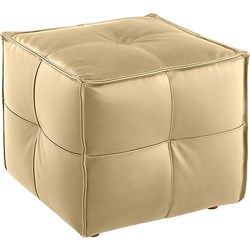 K2 Cube Square Ottoman Beige Genuine Leather