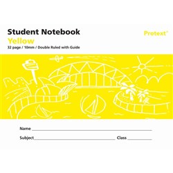 Protext Student Note Book 240 x 175mm Double Ruled 10mm/Guide 32 Page Yellow