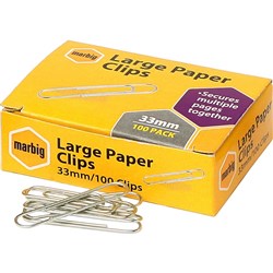 MARBIG PAPER CLIPS Large 33MM PKT100