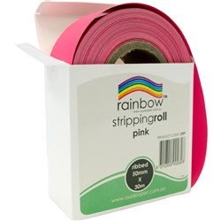 RAINBOW STRIPPING ROLL RIBBED 50mmx30m Pink