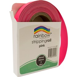 RAINBOW STRIPPING ROLL RIBBED 25mmx30m Pink