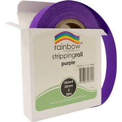 RAINBOW STRIPPING ROLL RIBBED 25mmx30m Purple