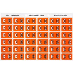 Avery Alphabet Coding Label C Side Tab 25x38mm Orange Pack of 180