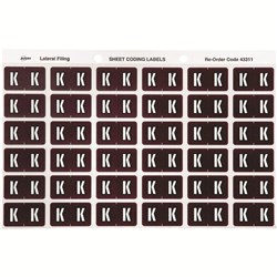 Avery Alphabet Coding Label K Side Tab 25x38mm Brown Pack of 180