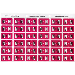 Avery Alphabet Coding Label N Side Tab 25x38mm Magenta Pack of 180