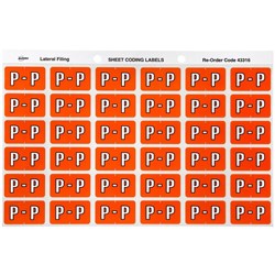 Avery Alphabet Coding Label P Side Tab 25x38mm D Orange Pack of 180