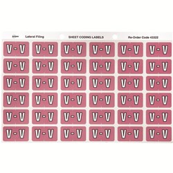 Avery Alphabet Coding Label V Side Tab 25x38mm Mauve Pack of 180