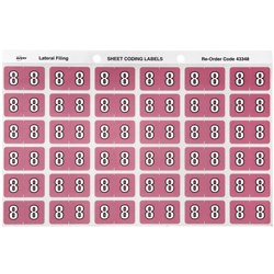 Avery Numeric Coding Label 8 Side Tab 25x38mm Mauve Pack of 180