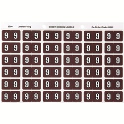 Avery Numeric Coding Label 9 Side Tab 25x38mm Brown Pack of 180