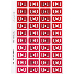 Avery Alphabet Coding Label U Side Tab 25x42mm Red Pack of 240