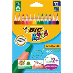 PENCILS COLOURED BIC KIDS EVOLUTION TRIANGLE PKT 12