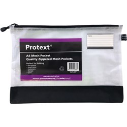 PROTEXT MESH POUCH A4 ASSTD ZIPPER 380 X 270MM