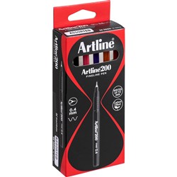 ARTLINE 200 FINELINER PENS 0.4mm Assorted 8 Colours Pack of 12