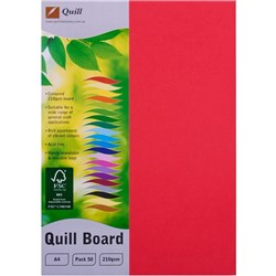 Quill Board 210GSM A4 Red Pack 50